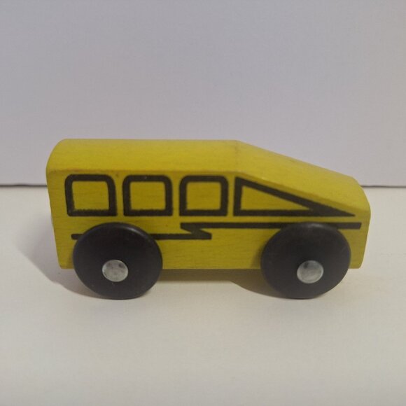 IKEA Other - Vintage 1990s IKEA 3" Wooden Magnetic Yellow Toy Bus Train Car